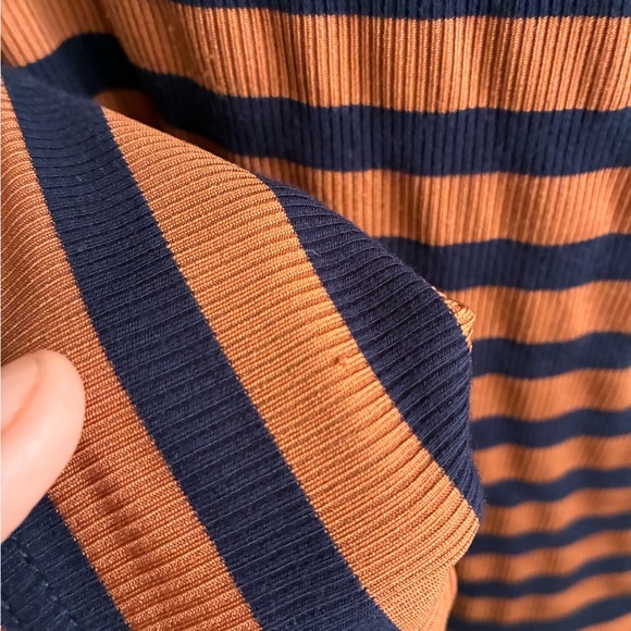 Yumi Day Striped Navy and Rust/Brown Turtleneck Top XL - Picture 12 of 12